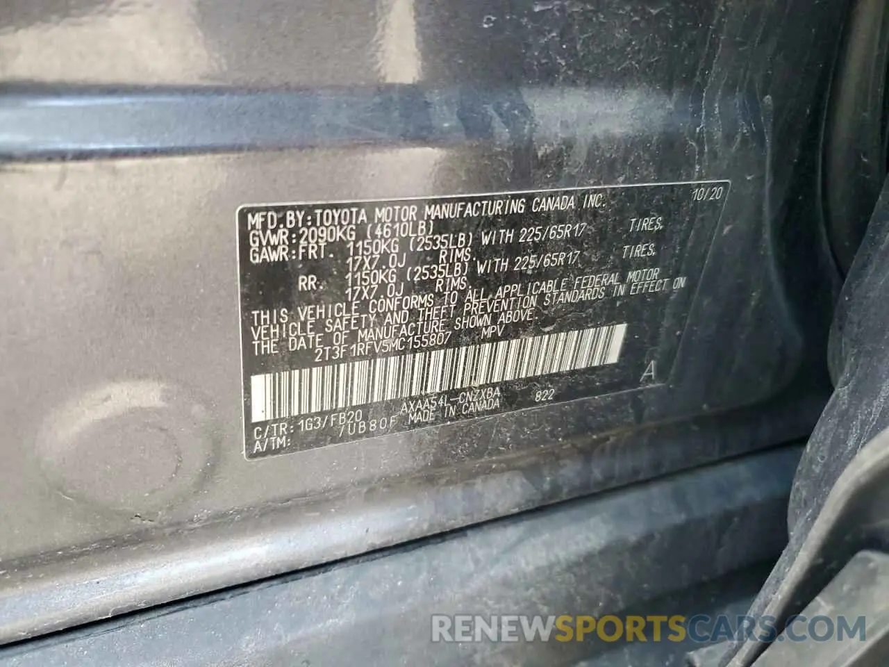 14 Фотография поврежденного автомобиля 2T3F1RFV5MC155807 TOYOTA RAV4 2021