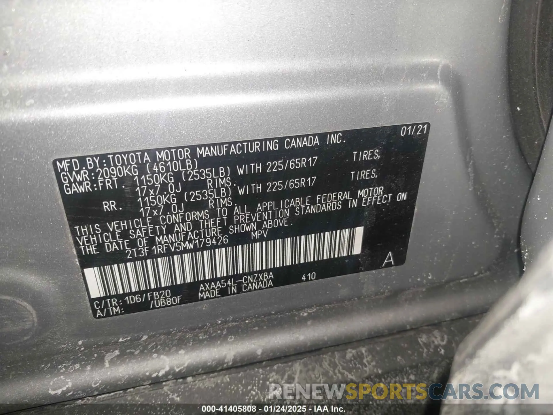9 Photograph of a damaged car 2T3F1RFV5MW179426 TOYOTA RAV4 2021