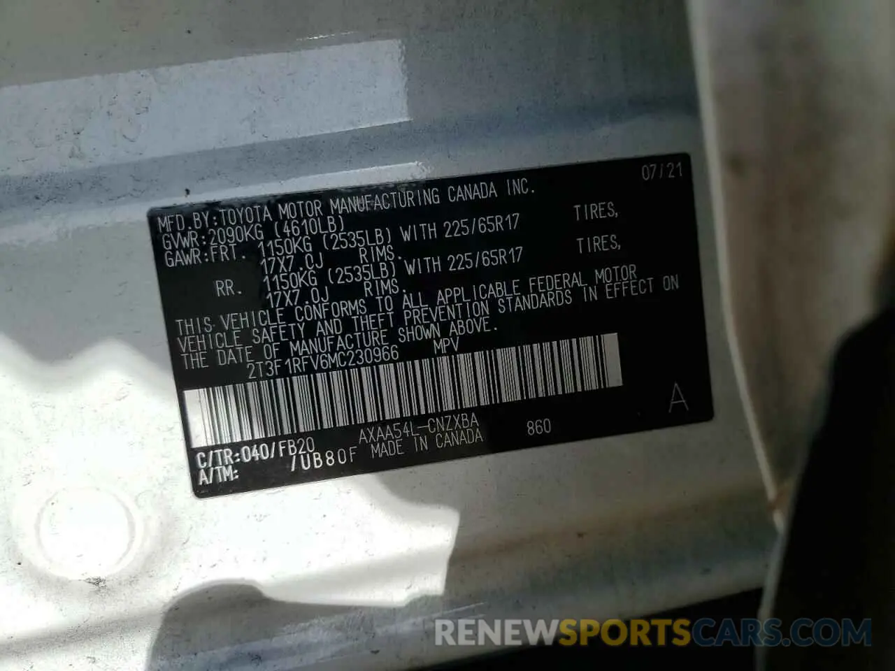 16 Фотография поврежденного автомобиля 2T3F1RFV6MC230966 TOYOTA RAV4 2021