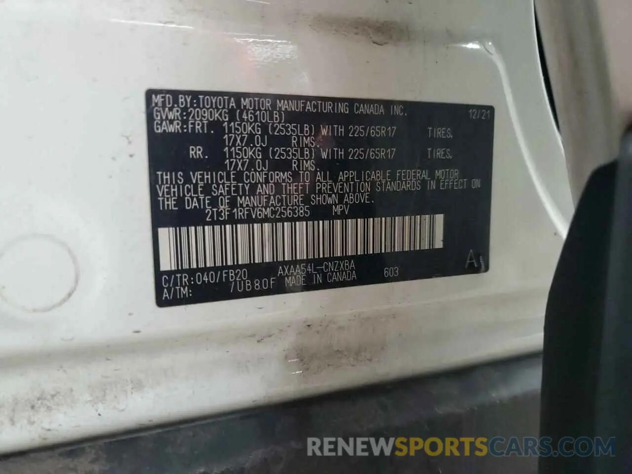13 Photograph of a damaged car 2T3F1RFV6MC256385 TOYOTA RAV4 2021