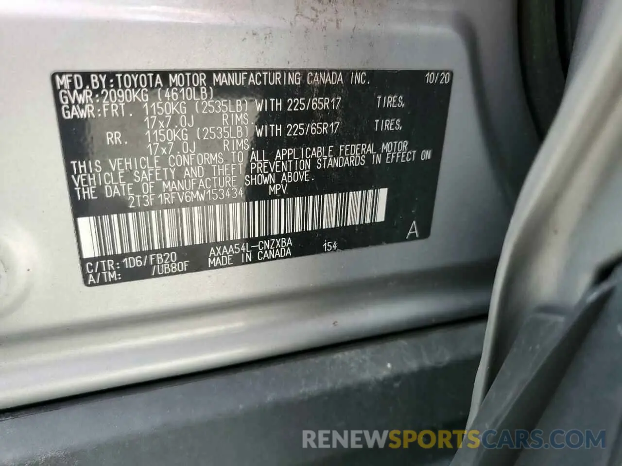 14 Photograph of a damaged car 2T3F1RFV6MW153434 TOYOTA RAV4 2021