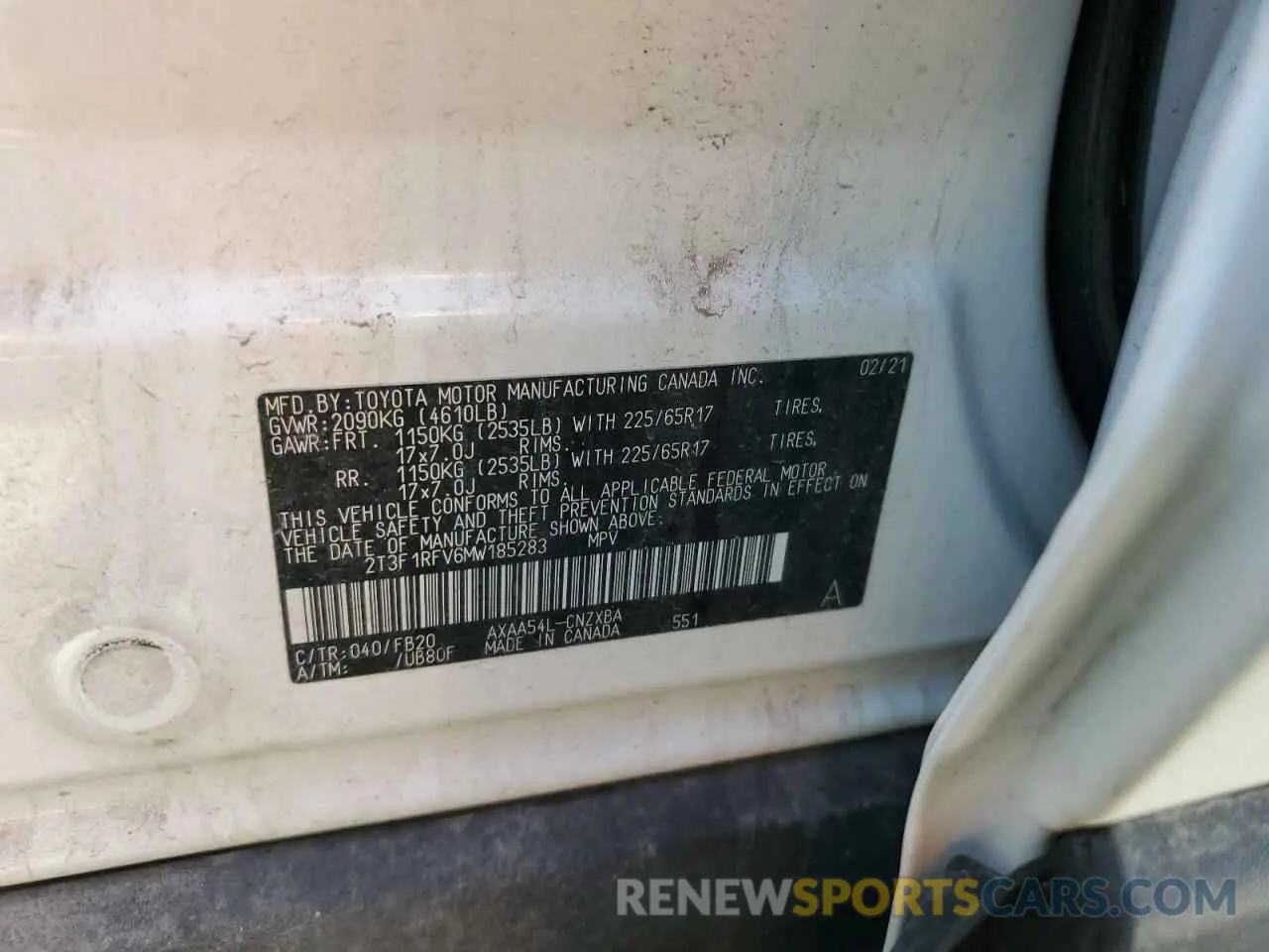 14 Фотография поврежденного автомобиля 2T3F1RFV6MW185283 TOYOTA RAV4 2021