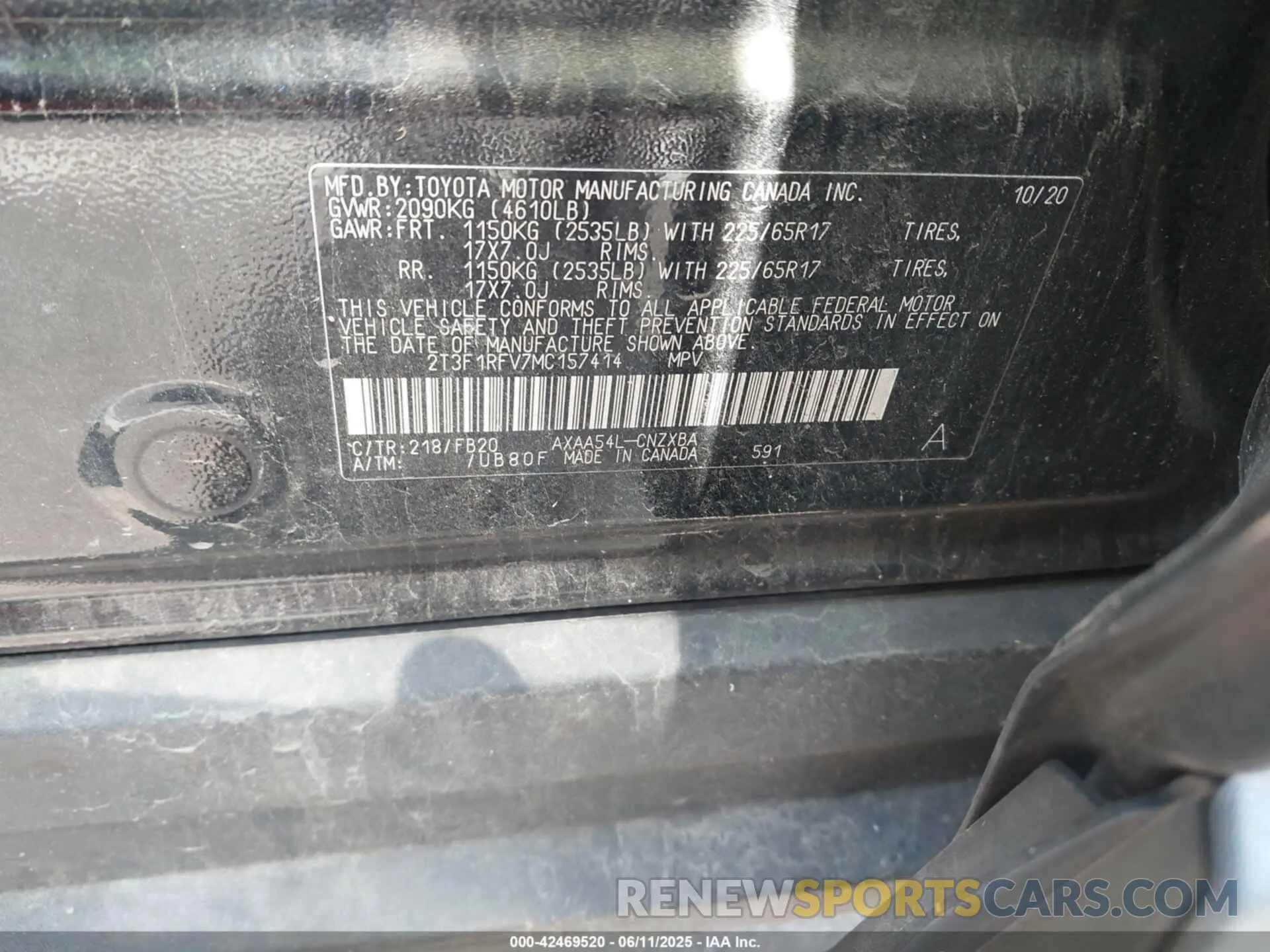 9 Photograph of a damaged car 2T3F1RFV7MC157414 TOYOTA RAV4 2021