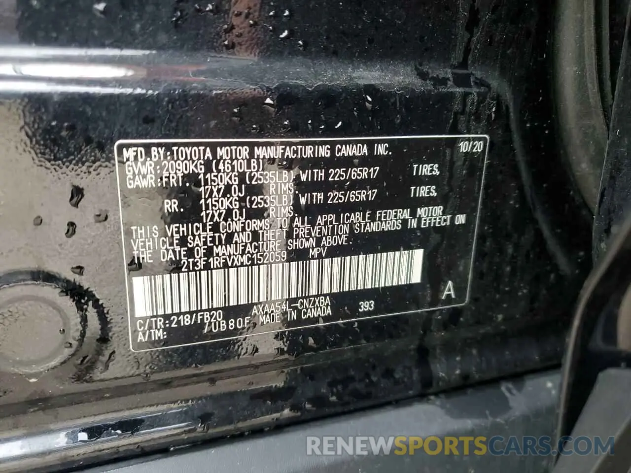 13 Фотография поврежденного автомобиля 2T3F1RFVXMC152059 TOYOTA RAV4 2021