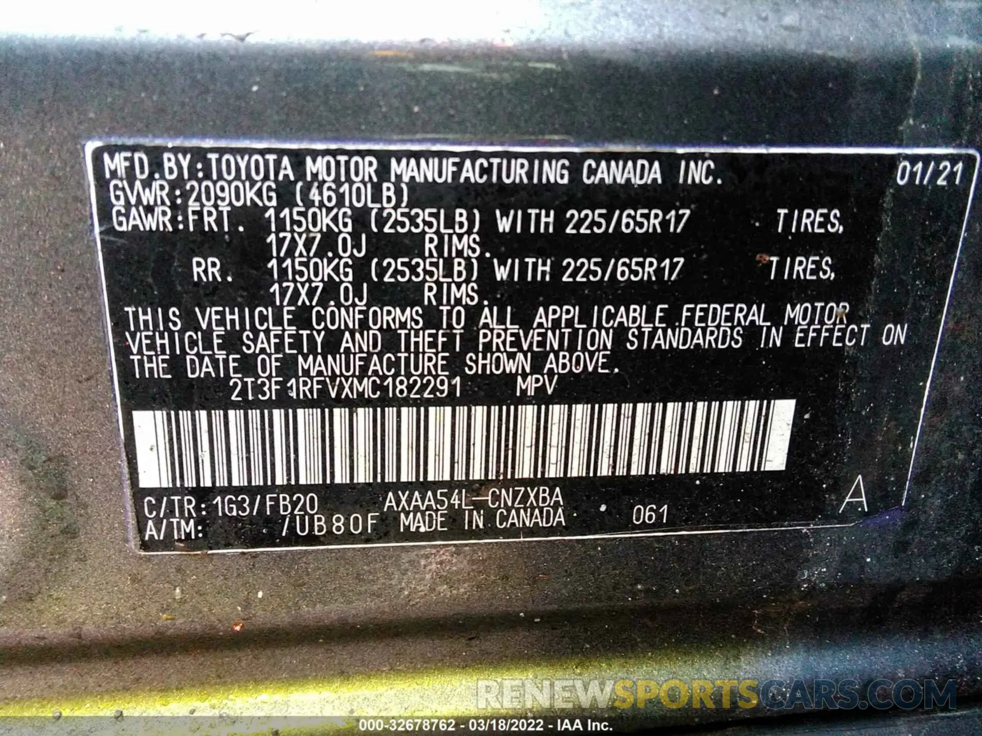 9 Photograph of a damaged car 2T3F1RFVXMC182291 TOYOTA RAV4 2021