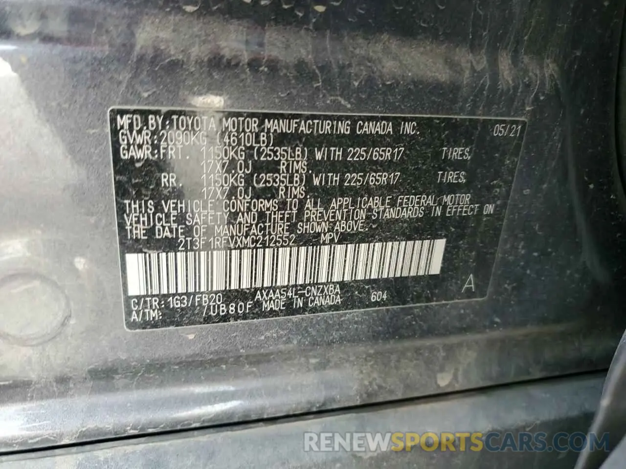 14 Photograph of a damaged car 2T3F1RFVXMC212552 TOYOTA RAV4 2021