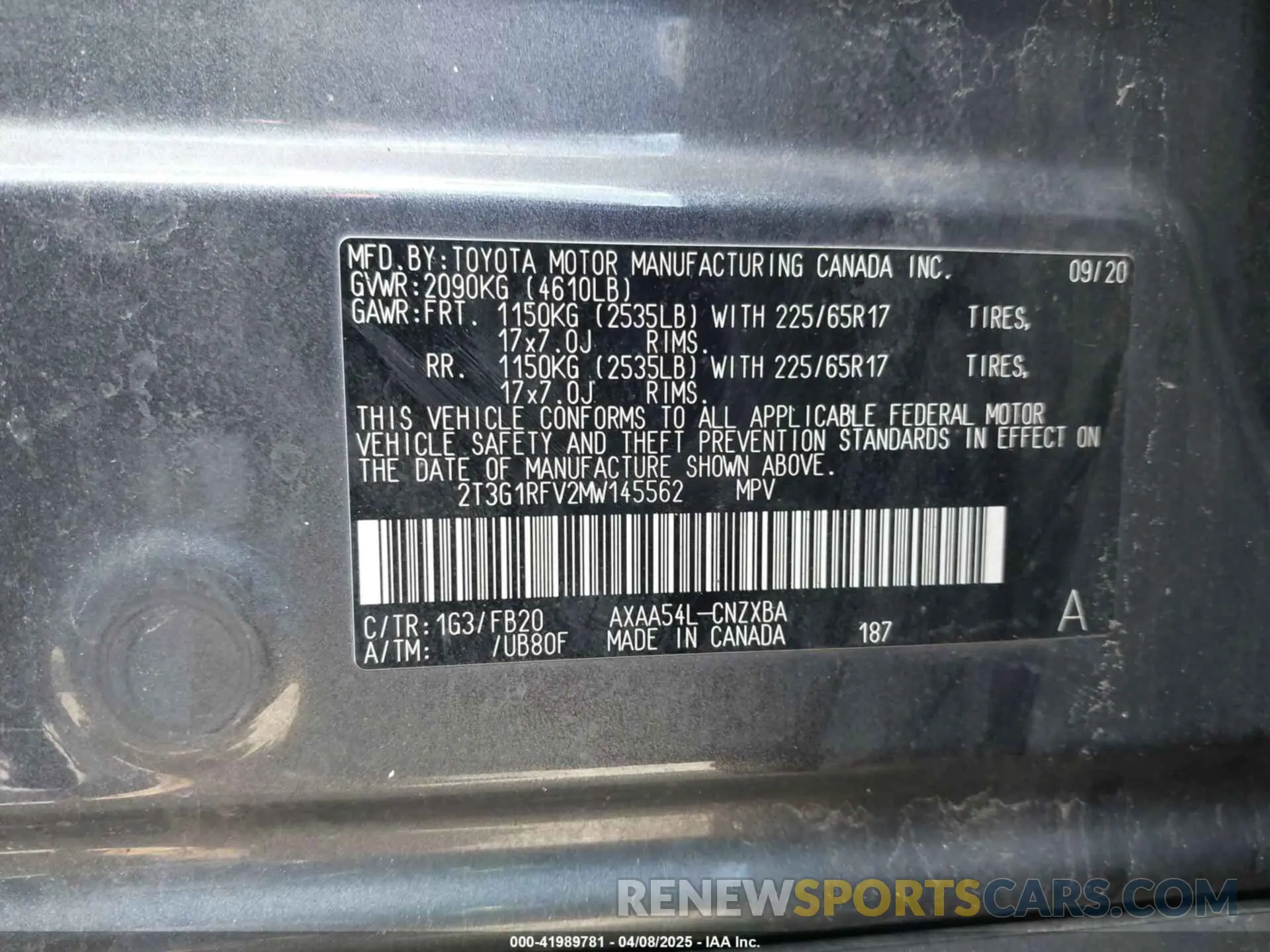 9 Фотография поврежденного автомобиля 2T3G1RFV2MW145562 TOYOTA RAV4 2021
