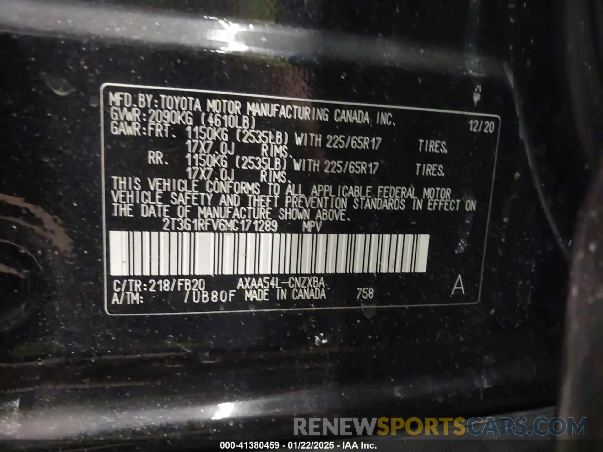 9 Photograph of a damaged car 2T3G1RFV6MC171289 TOYOTA RAV4 2021