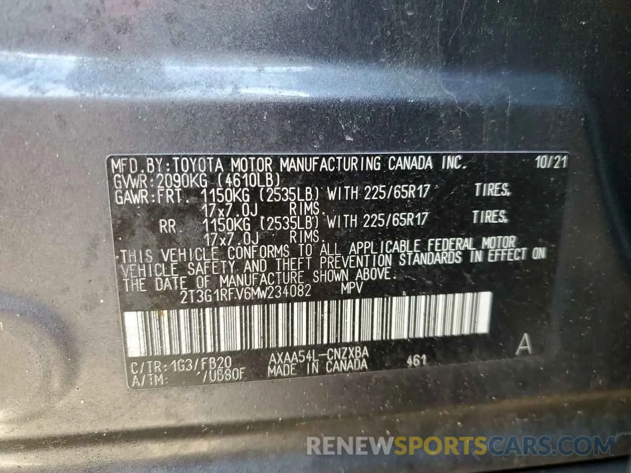 15 Фотография поврежденного автомобиля 2T3G1RFV6MW234082 TOYOTA RAV4 2021