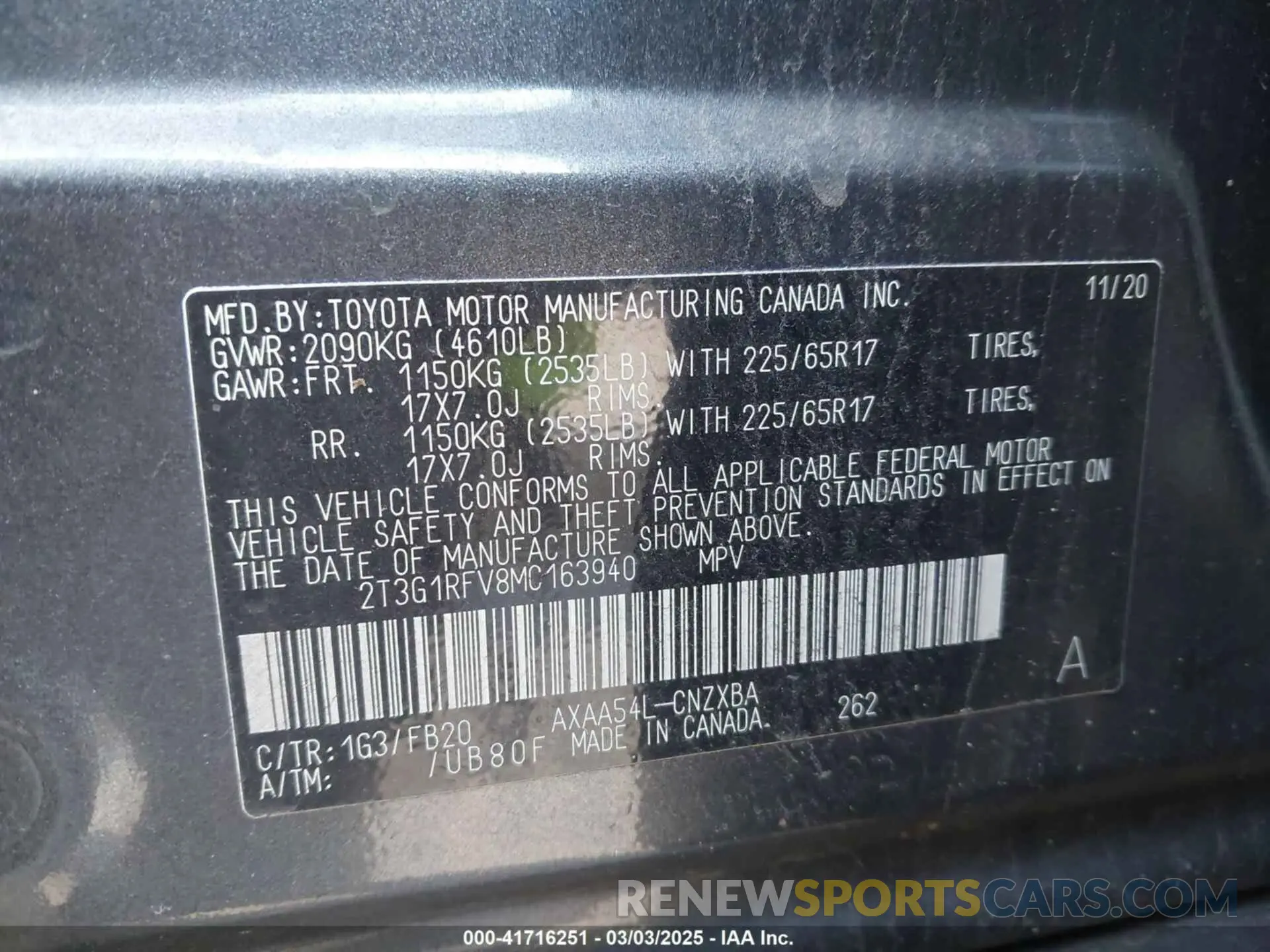 9 Photograph of a damaged car 2T3G1RFV8MC163940 TOYOTA RAV4 2021