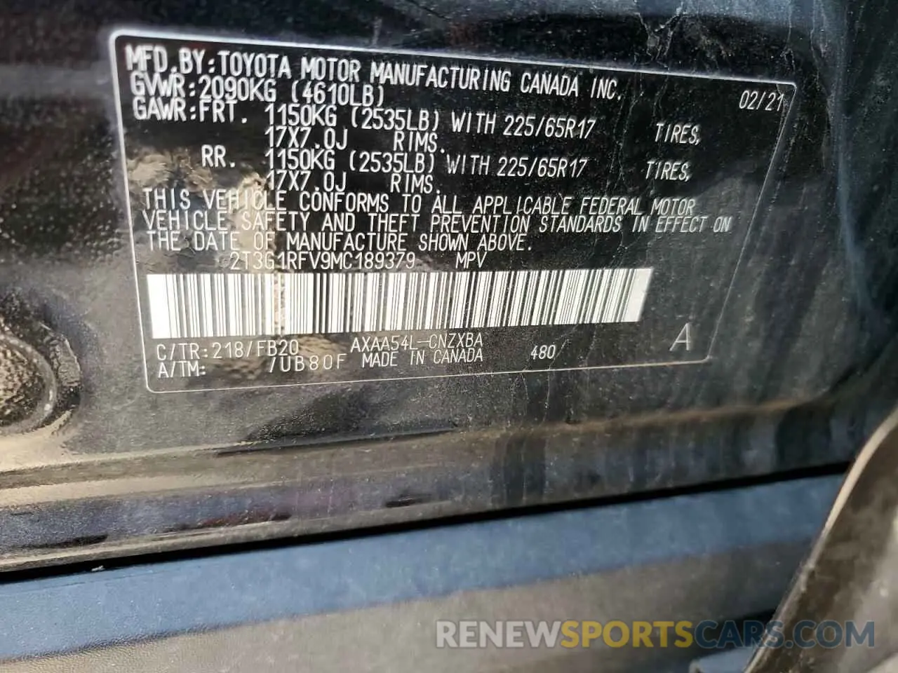 13 Photograph of a damaged car 2T3G1RFV9MC189379 TOYOTA RAV4 2021