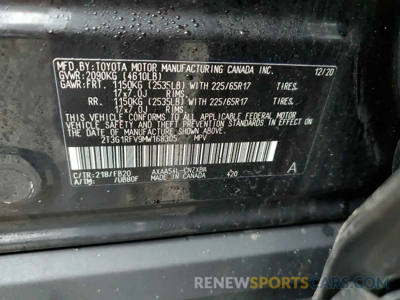 13 Photograph of a damaged car 2T3G1RFV9MW168305 TOYOTA RAV4 2021