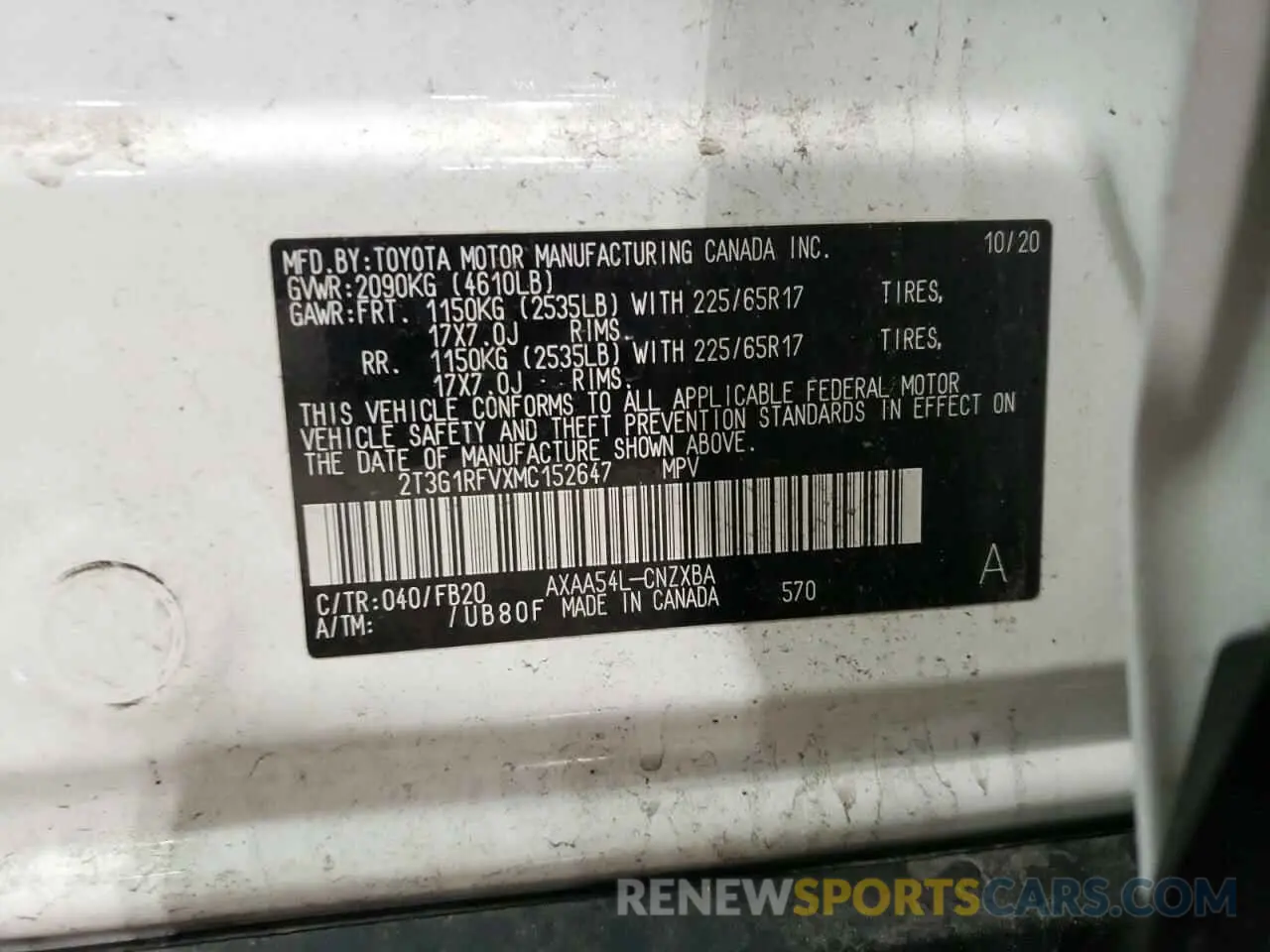 14 Фотография поврежденного автомобиля 2T3G1RFVXMC152647 TOYOTA RAV4 2021