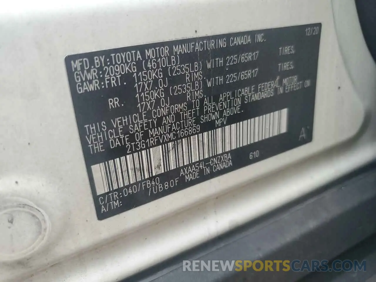 13 Фотография поврежденного автомобиля 2T3G1RFVXMC166869 TOYOTA RAV4 2021