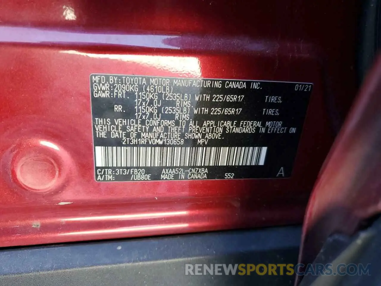 16 Фотография поврежденного автомобиля 2T3H1RFV0MW130658 TOYOTA RAV4 2021