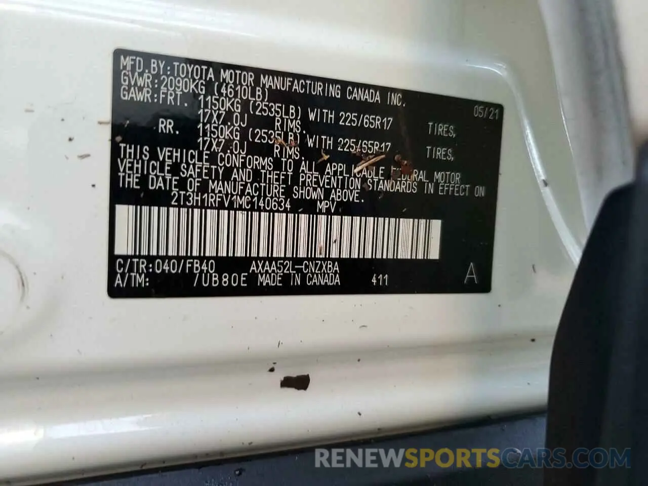 14 Photograph of a damaged car 2T3H1RFV1MC140634 TOYOTA RAV4 2021