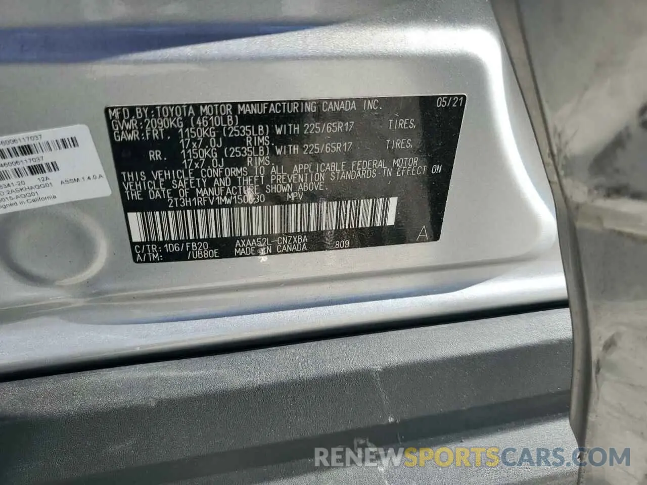 14 Photograph of a damaged car 2T3H1RFV1MW150630 TOYOTA RAV4 2021