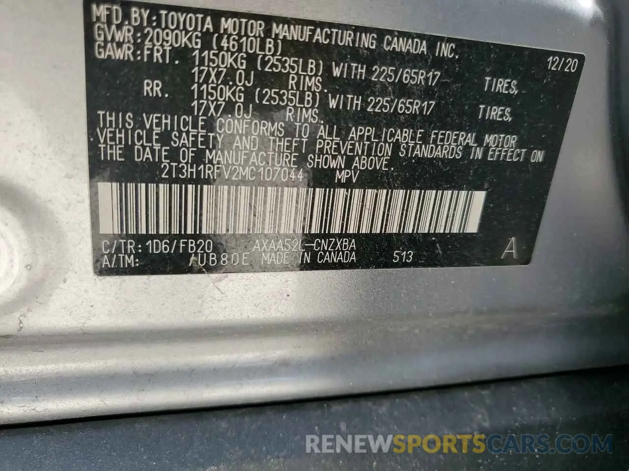 14 Фотография поврежденного автомобиля 2T3H1RFV2MC107044 TOYOTA RAV4 2021