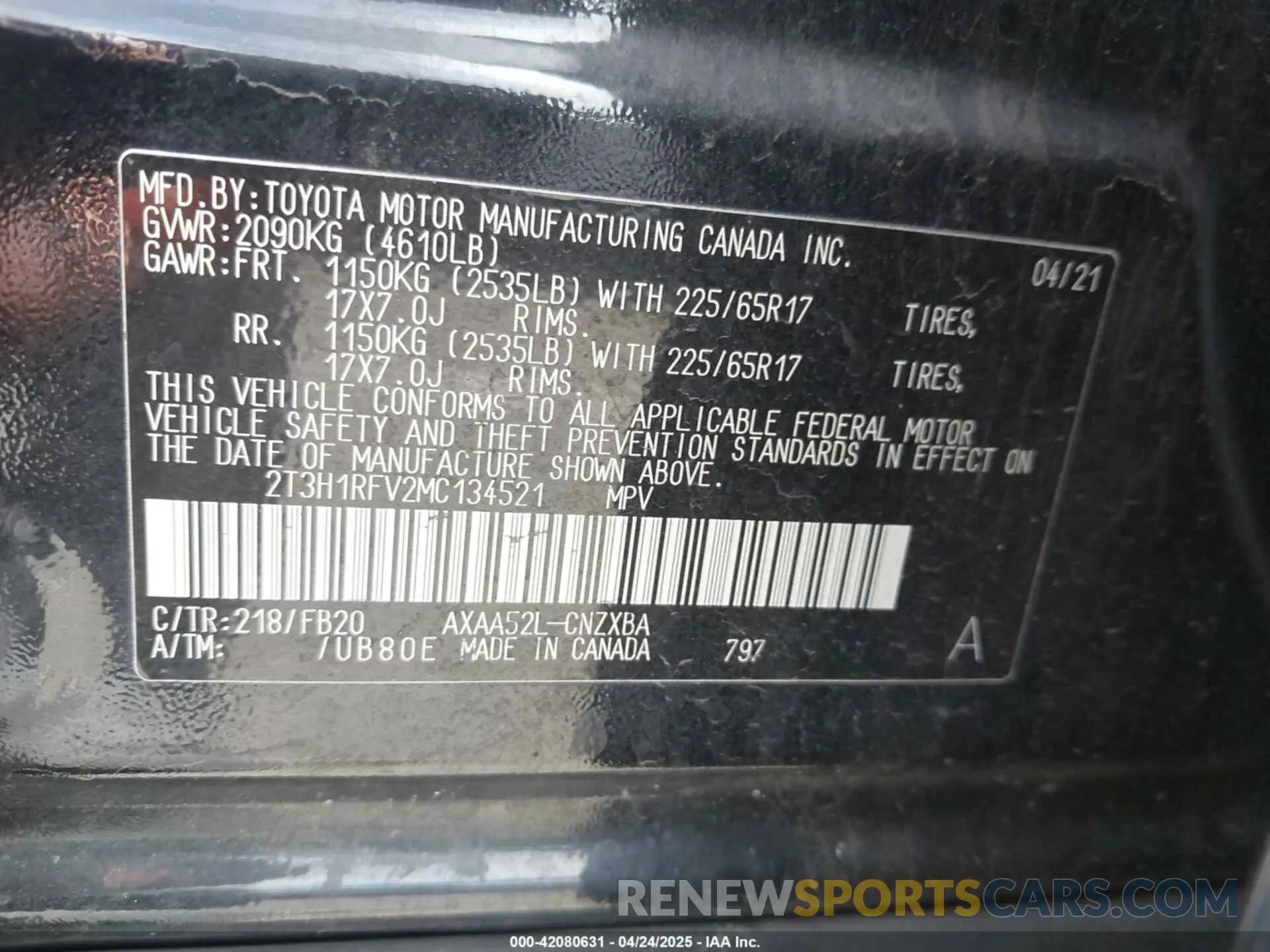 9 Фотография поврежденного автомобиля 2T3H1RFV2MC134521 TOYOTA RAV4 2021