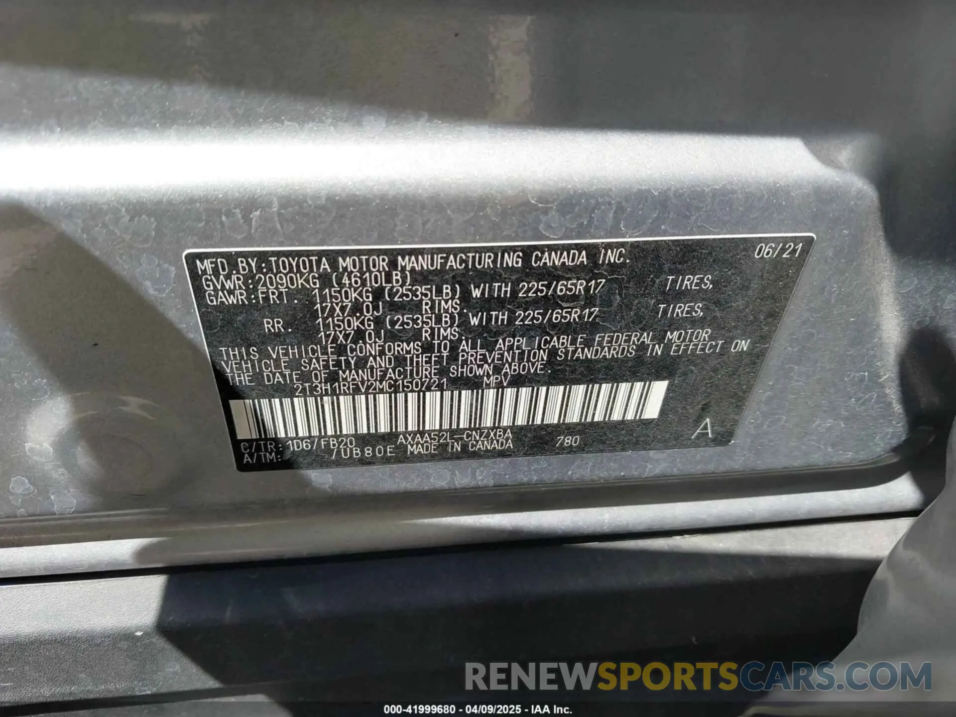 9 Photograph of a damaged car 2T3H1RFV2MC150721 TOYOTA RAV4 2021