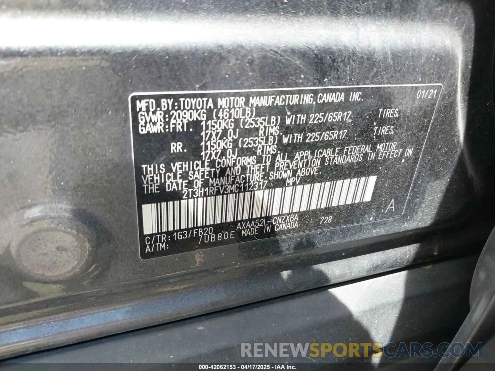 9 Фотография поврежденного автомобиля 2T3H1RFV3MC112317 TOYOTA RAV4 2021