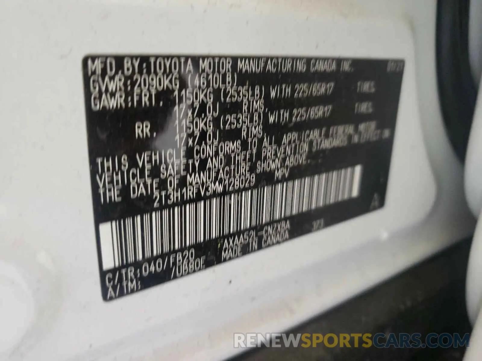 10 Photograph of a damaged car 2T3H1RFV3MW128029 TOYOTA RAV4 2021