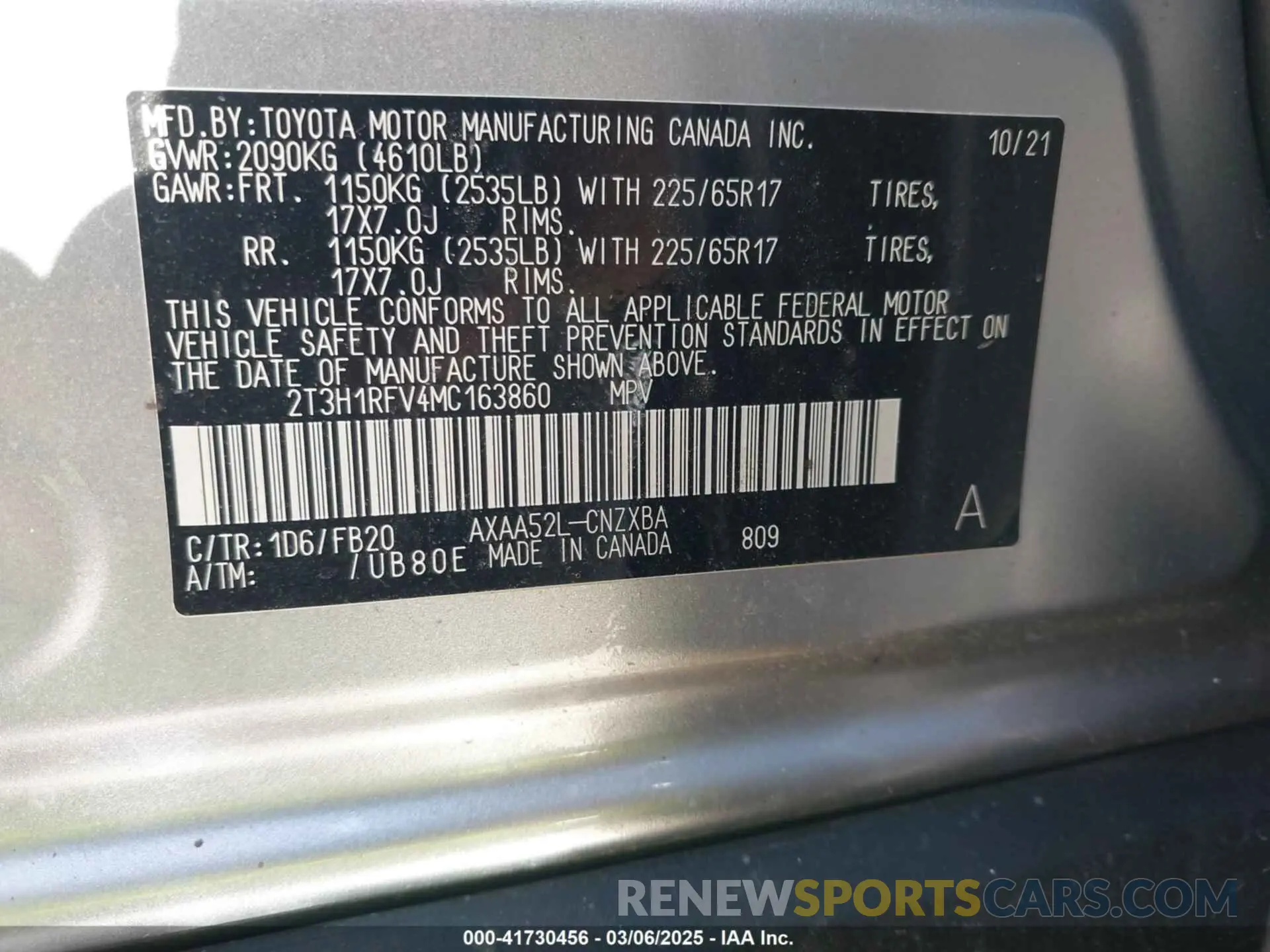 9 Фотография поврежденного автомобиля 2T3H1RFV4MC163860 TOYOTA RAV4 2021