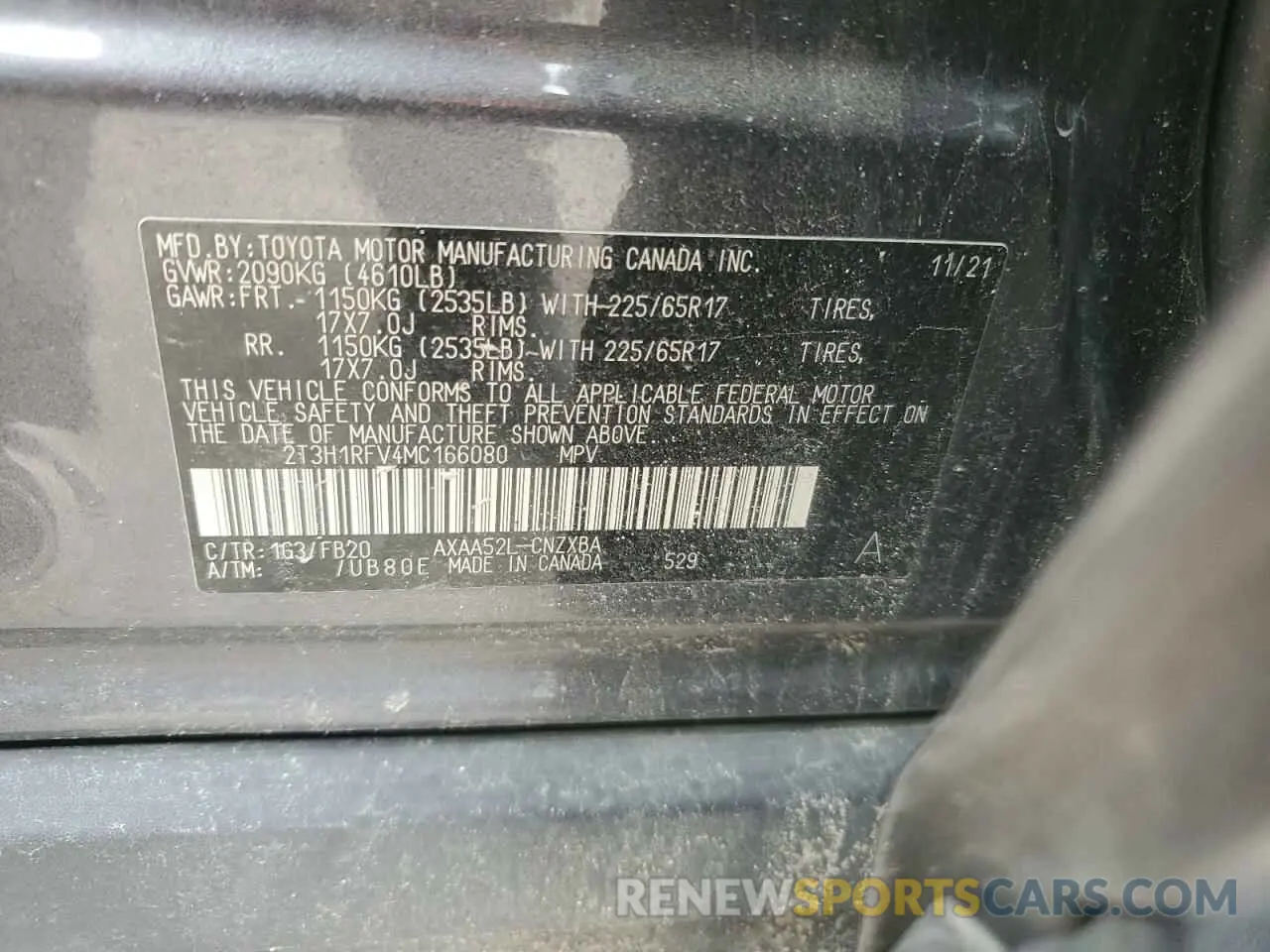 13 Фотография поврежденного автомобиля 2T3H1RFV4MC166080 TOYOTA RAV4 2021