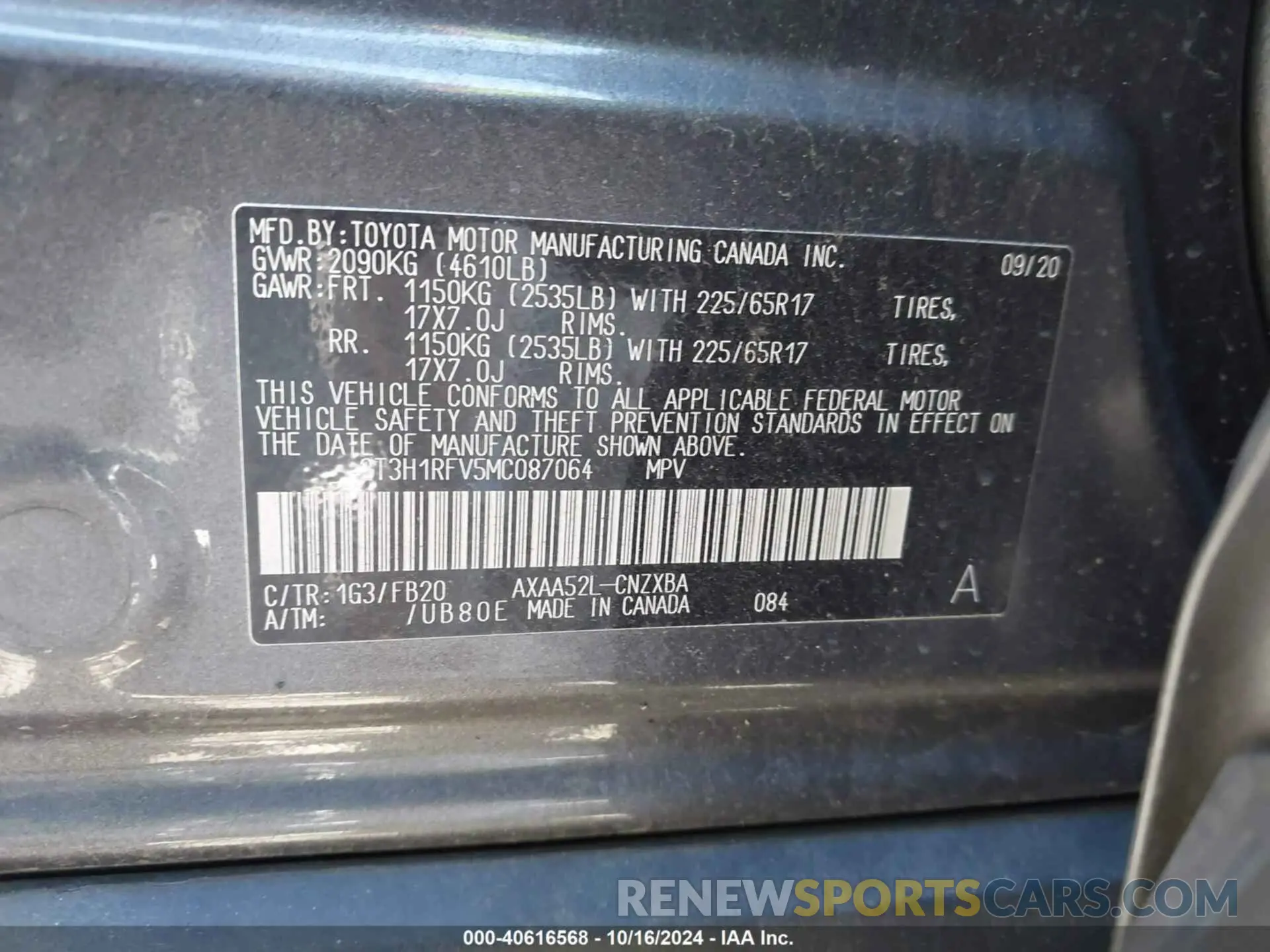 9 Photograph of a damaged car 2T3H1RFV5MC087064 TOYOTA RAV4 2021