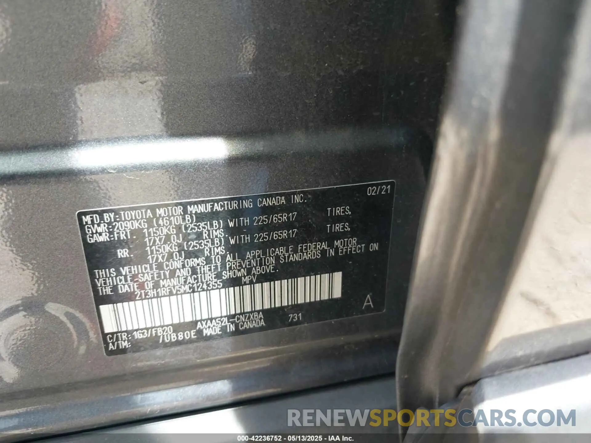 9 Фотография поврежденного автомобиля 2T3H1RFV5MC124355 TOYOTA RAV4 2021