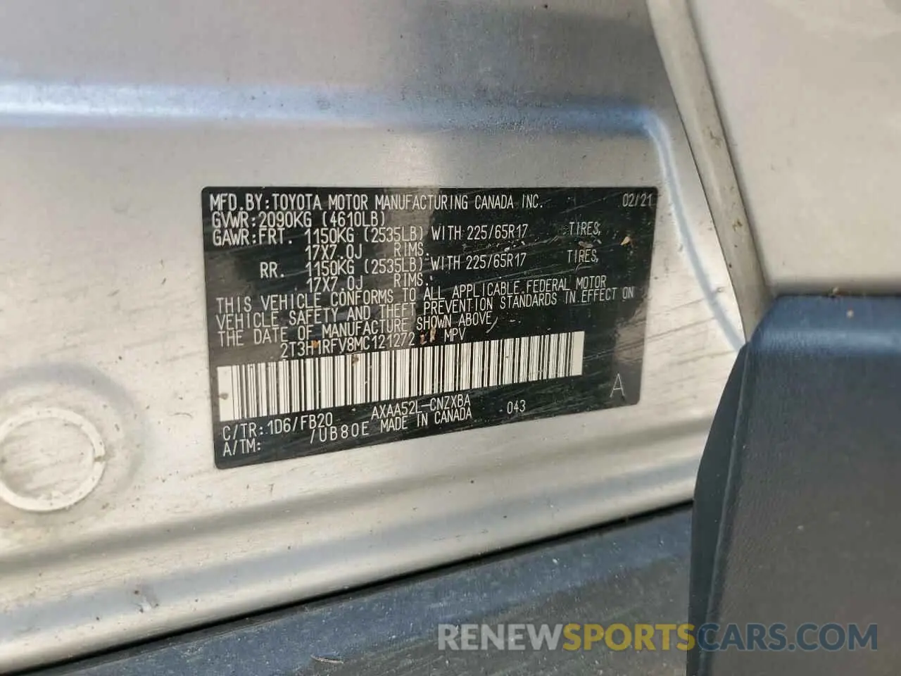 13 Фотография поврежденного автомобиля 2T3H1RFV8MC121272 TOYOTA RAV4 2021