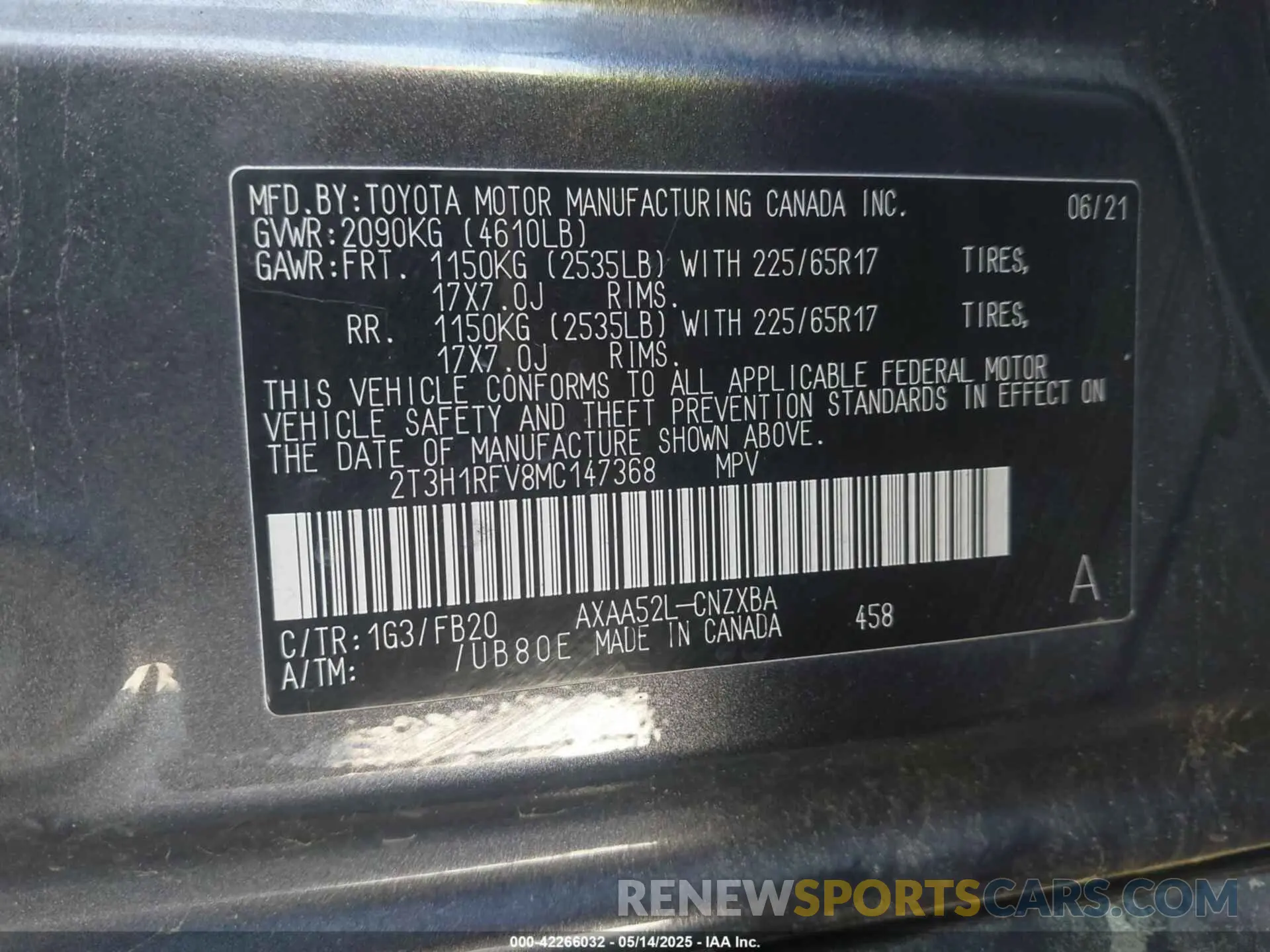 9 Photograph of a damaged car 2T3H1RFV8MC147368 TOYOTA RAV4 2021