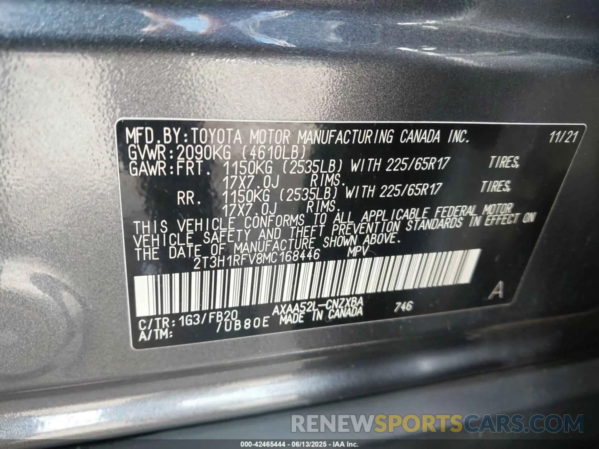 9 Photograph of a damaged car 2T3H1RFV8MC168446 TOYOTA RAV4 2021