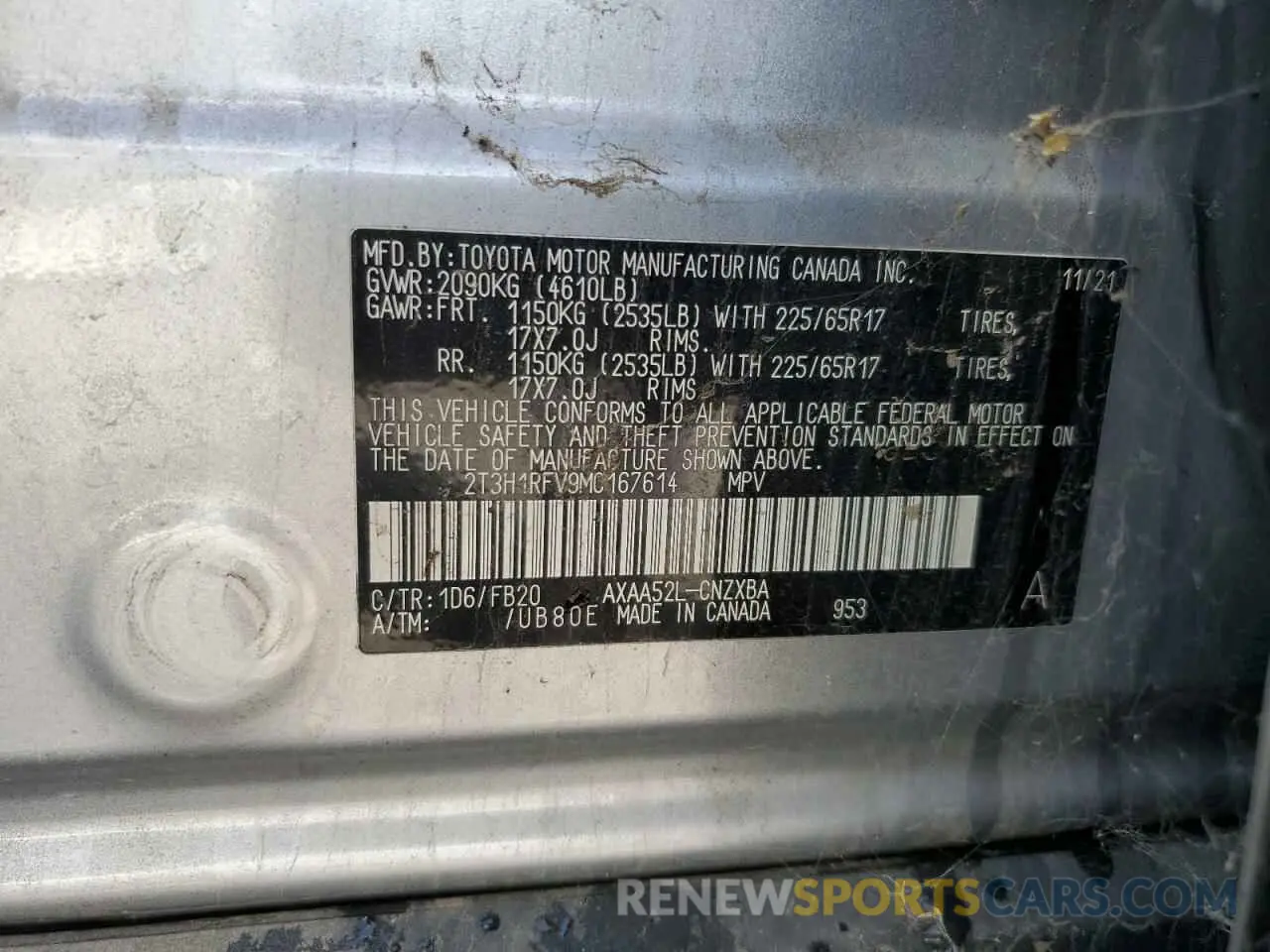 13 Фотография поврежденного автомобиля 2T3H1RFV9MC167614 TOYOTA RAV4 2021