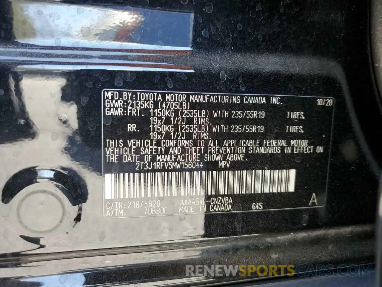 13 Фотография поврежденного автомобиля 2T3J1RFV5MW156044 TOYOTA RAV4 2021