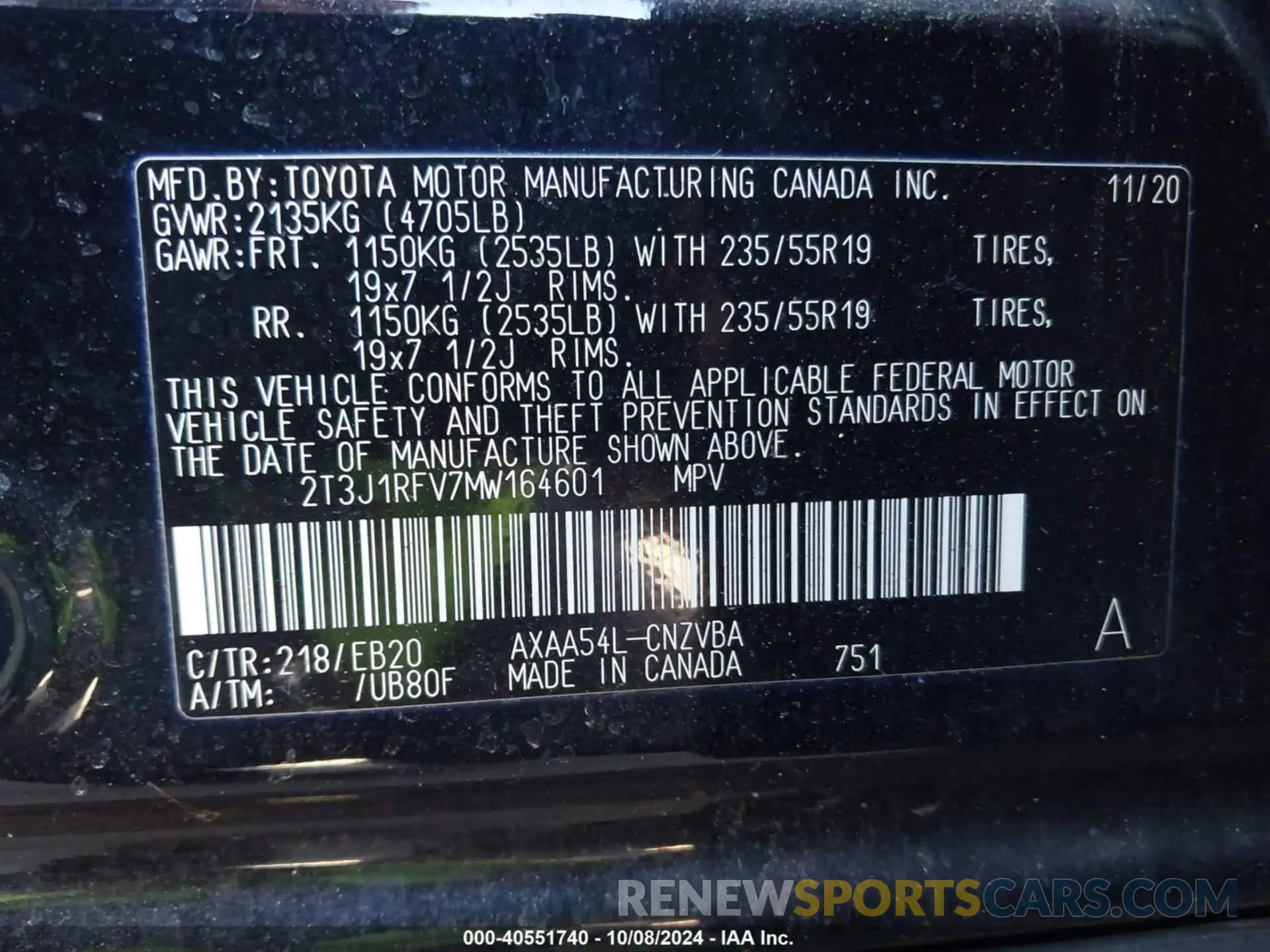 9 Фотография поврежденного автомобиля 2T3J1RFV7MW164601 TOYOTA RAV4 2021