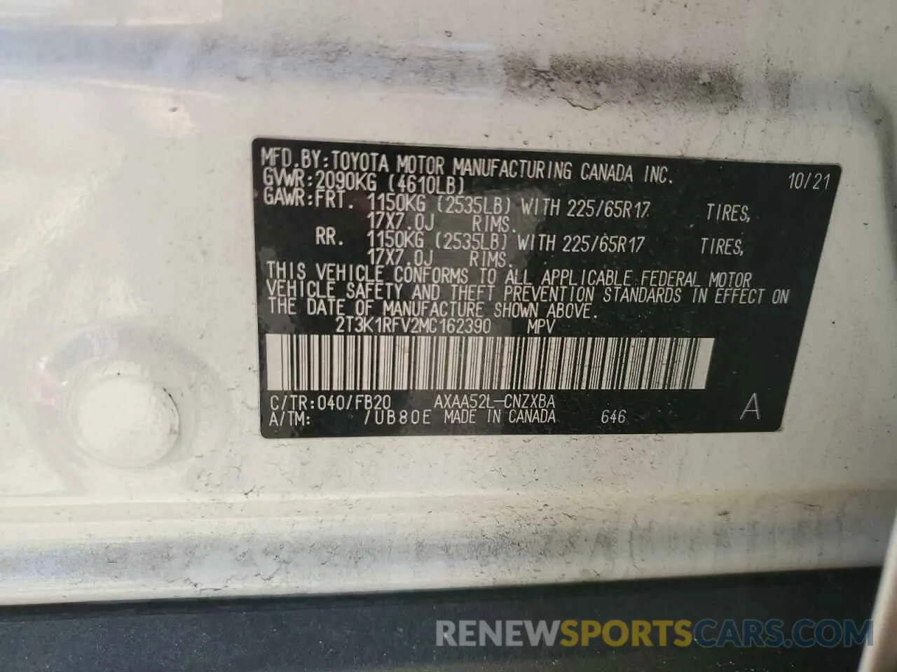 13 Фотография поврежденного автомобиля 2T3K1RFV2MC162390 TOYOTA RAV4 2021