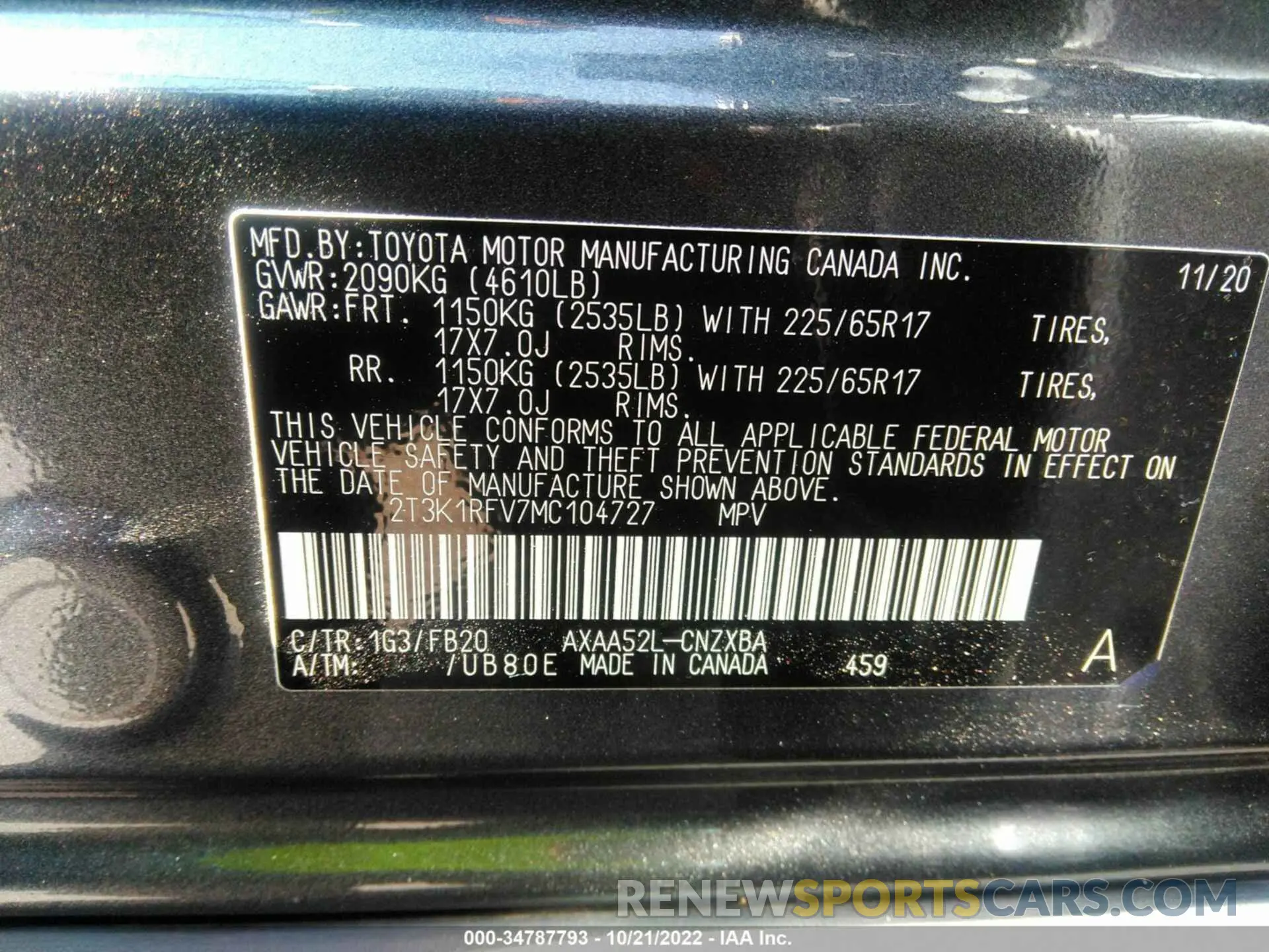9 Фотография поврежденного автомобиля 2T3K1RFV7MC104727 TOYOTA RAV4 2021