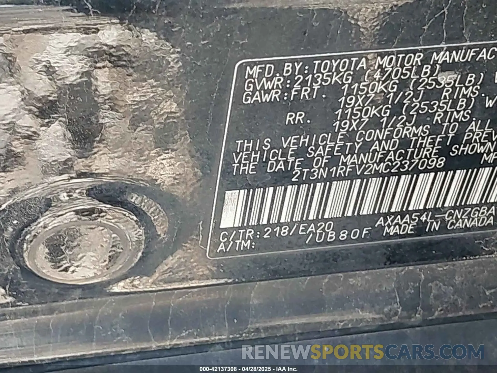 9 Фотография поврежденного автомобиля 2T3N1RFV2MC237098 TOYOTA RAV4 2021