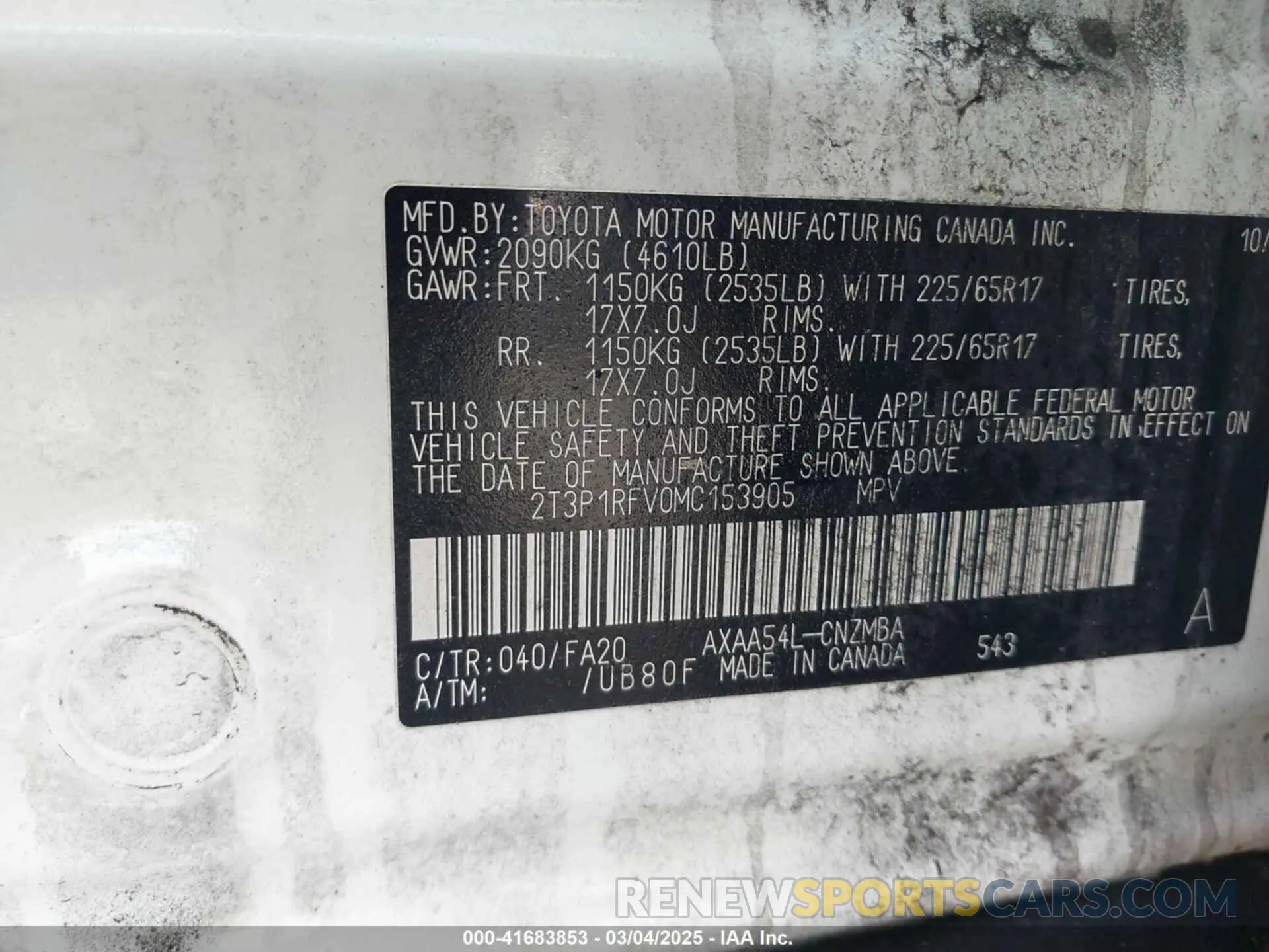 9 Фотография поврежденного автомобиля 2T3P1RFV0MC153905 TOYOTA RAV4 2021