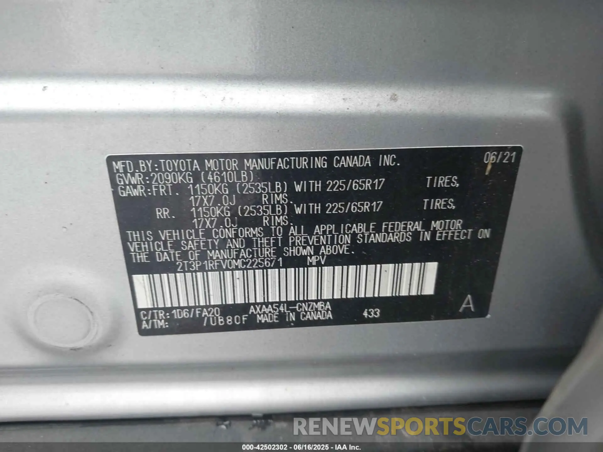 9 Photograph of a damaged car 2T3P1RFV0MC225671 TOYOTA RAV4 2021