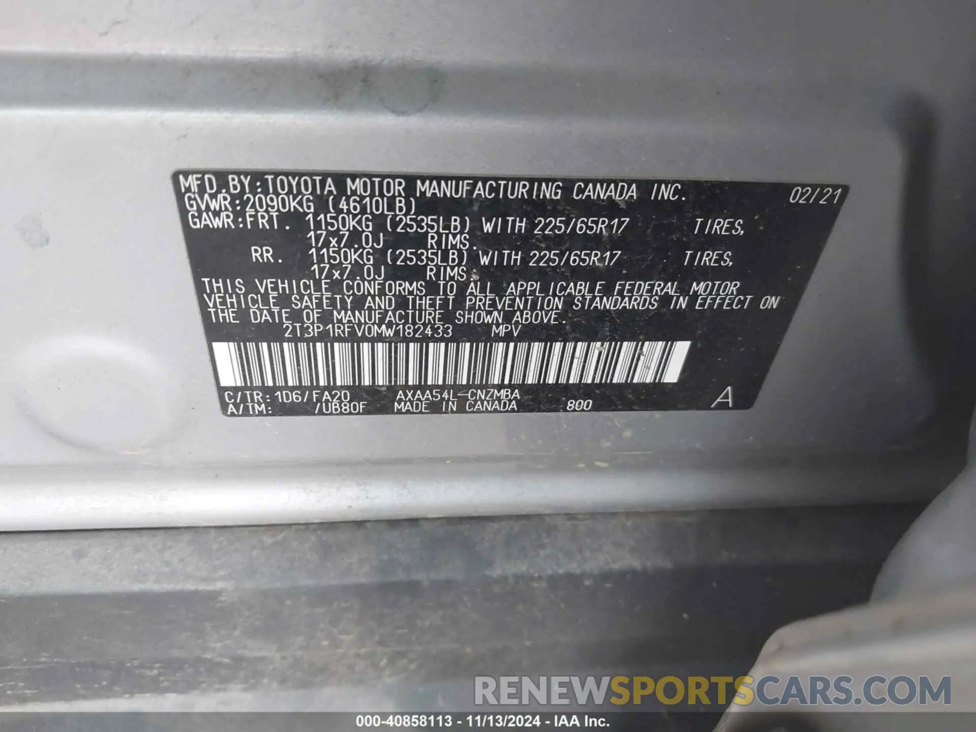 9 Photograph of a damaged car 2T3P1RFV0MW182433 TOYOTA RAV4 2021