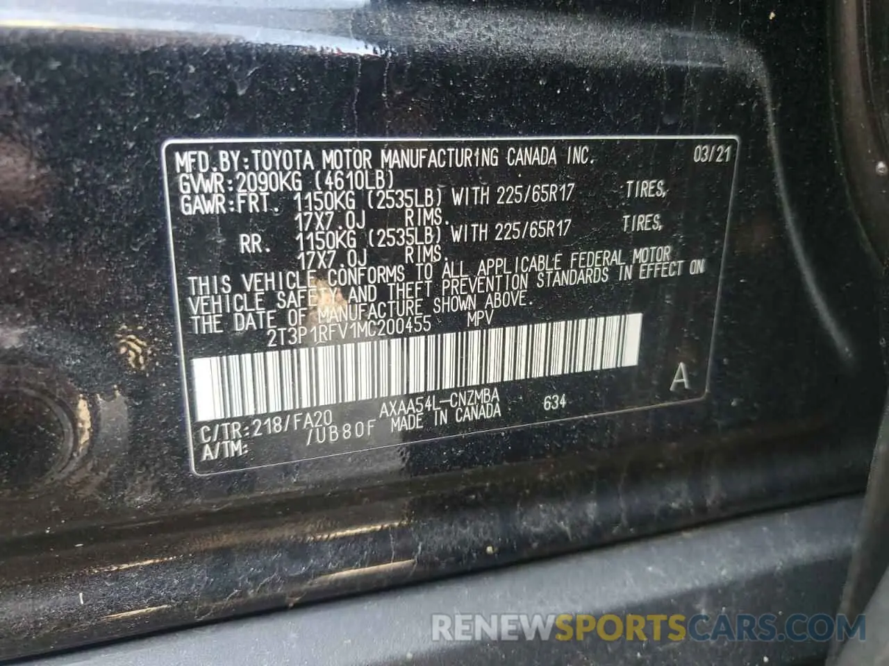 14 Фотография поврежденного автомобиля 2T3P1RFV1MC200455 TOYOTA RAV4 2021