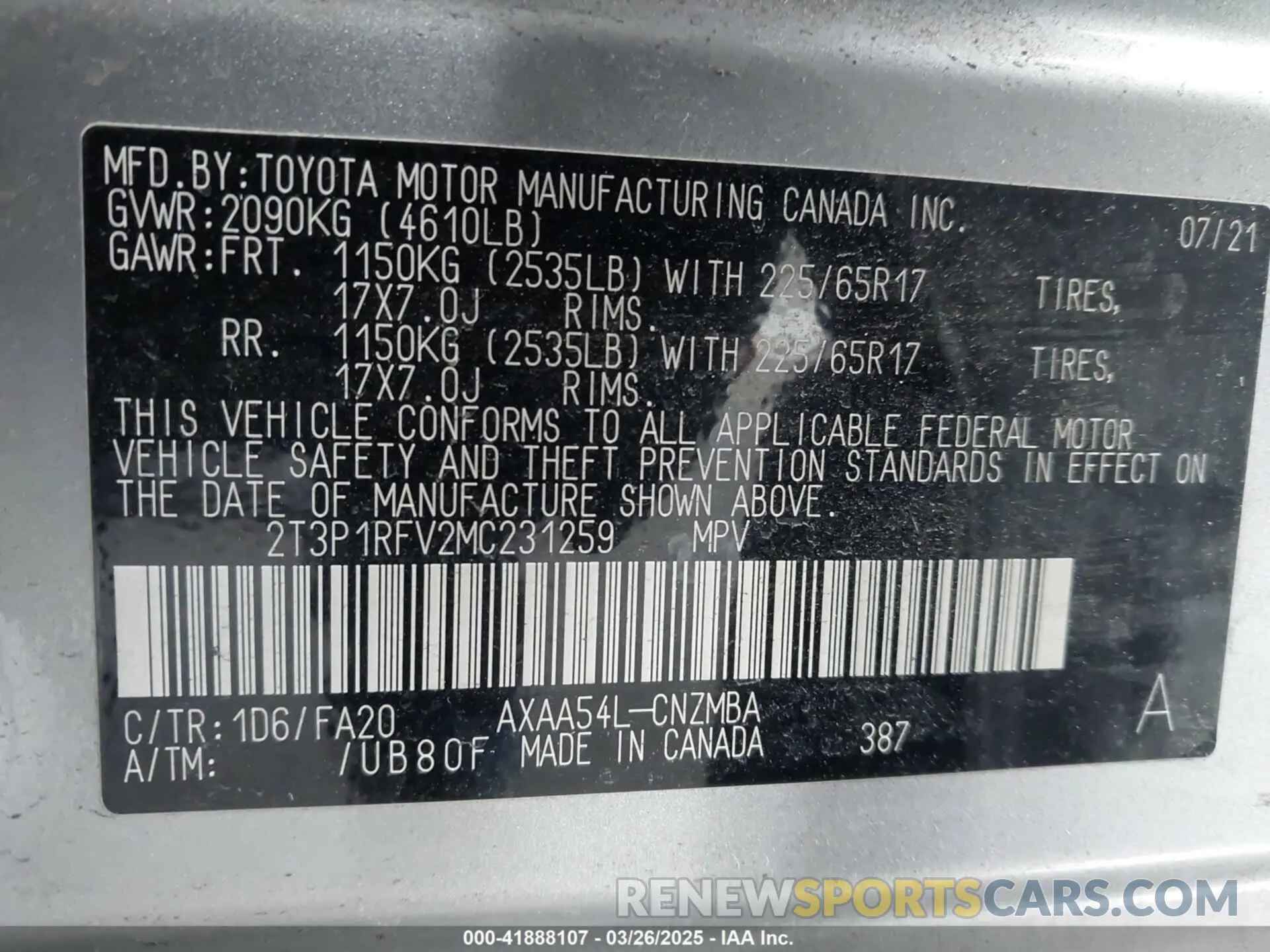 9 Photograph of a damaged car 2T3P1RFV2MC231259 TOYOTA RAV4 2021
