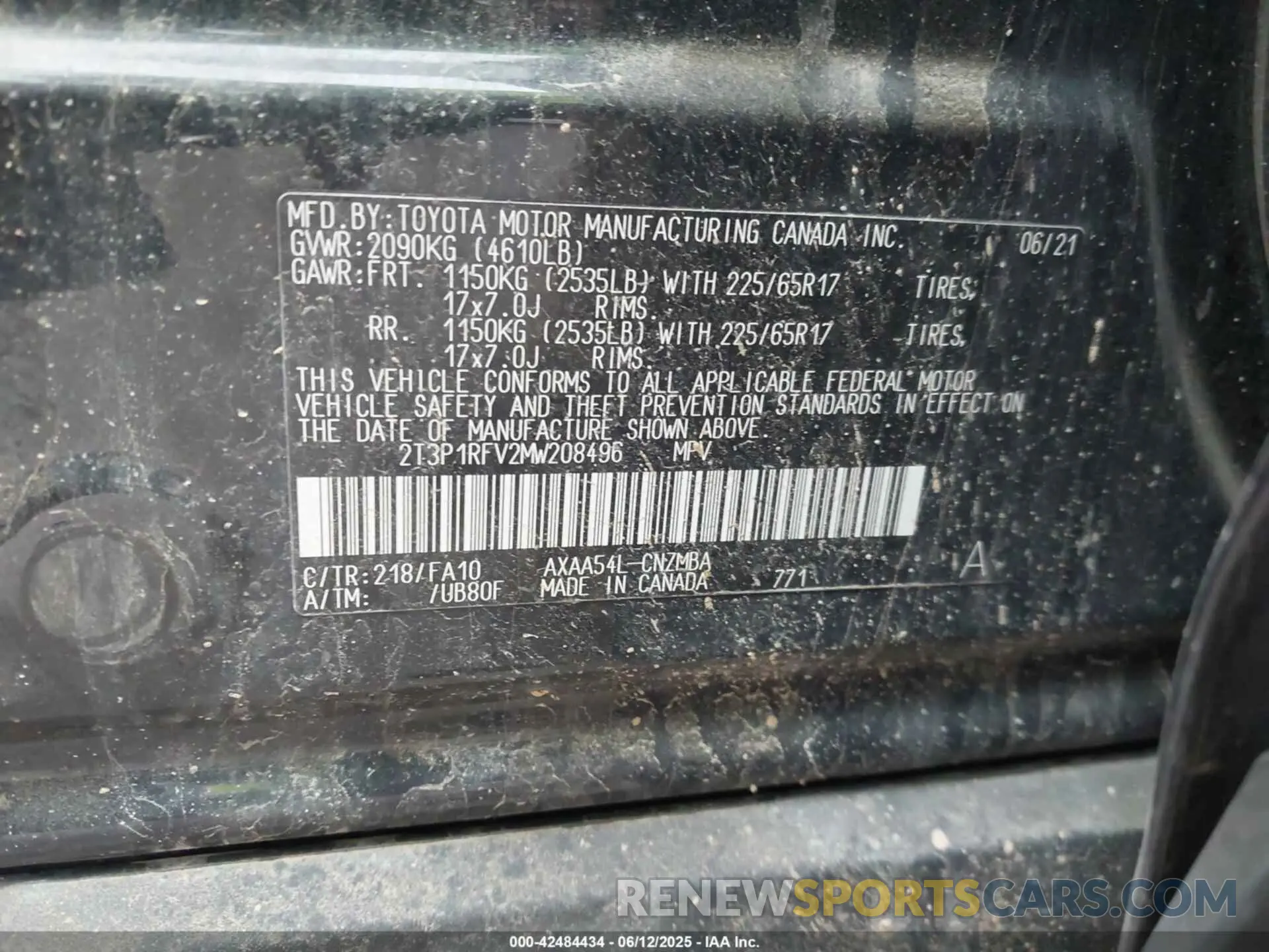 9 Фотография поврежденного автомобиля 2T3P1RFV2MW208496 TOYOTA RAV4 2021