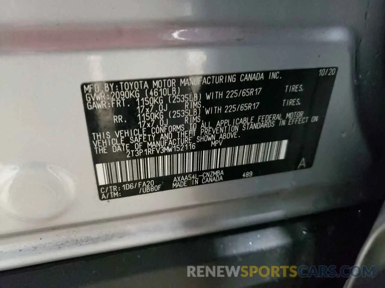 13 Photograph of a damaged car 2T3P1RFV3MW152116 TOYOTA RAV4 2021
