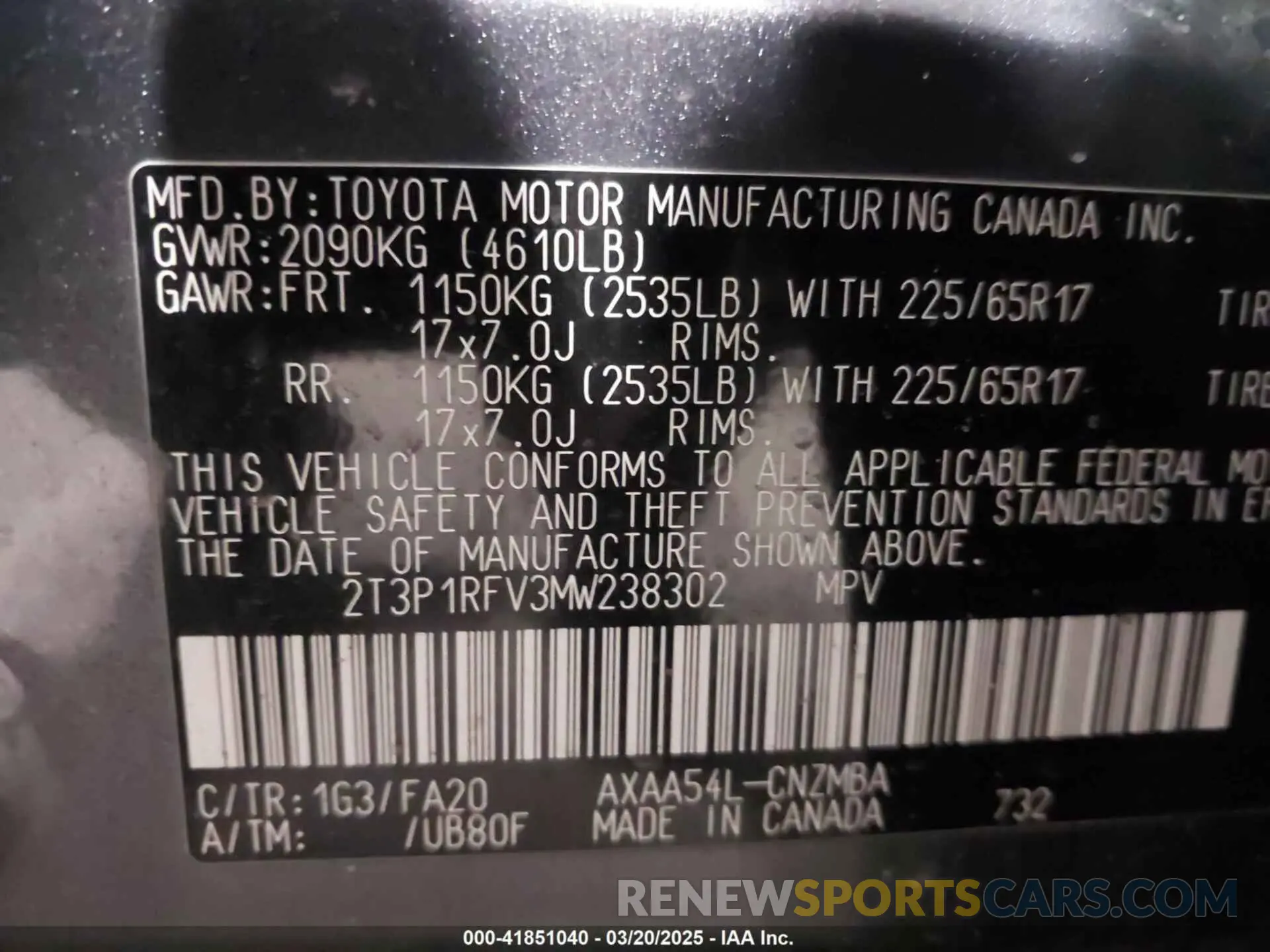 9 Photograph of a damaged car 2T3P1RFV3MW238302 TOYOTA RAV4 2021
