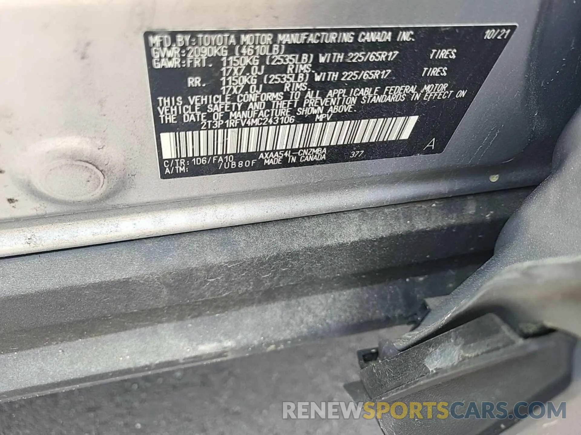 14 Photograph of a damaged car 2T3P1RFV4MC243106 TOYOTA RAV4 2021