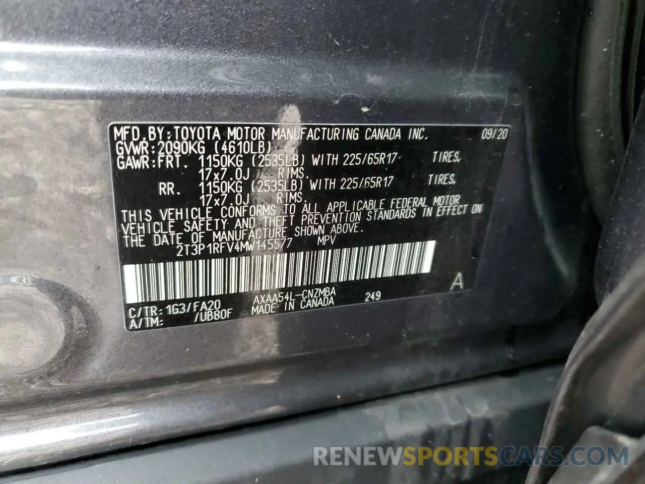 13 Фотография поврежденного автомобиля 2T3P1RFV4MW145577 TOYOTA RAV4 2021