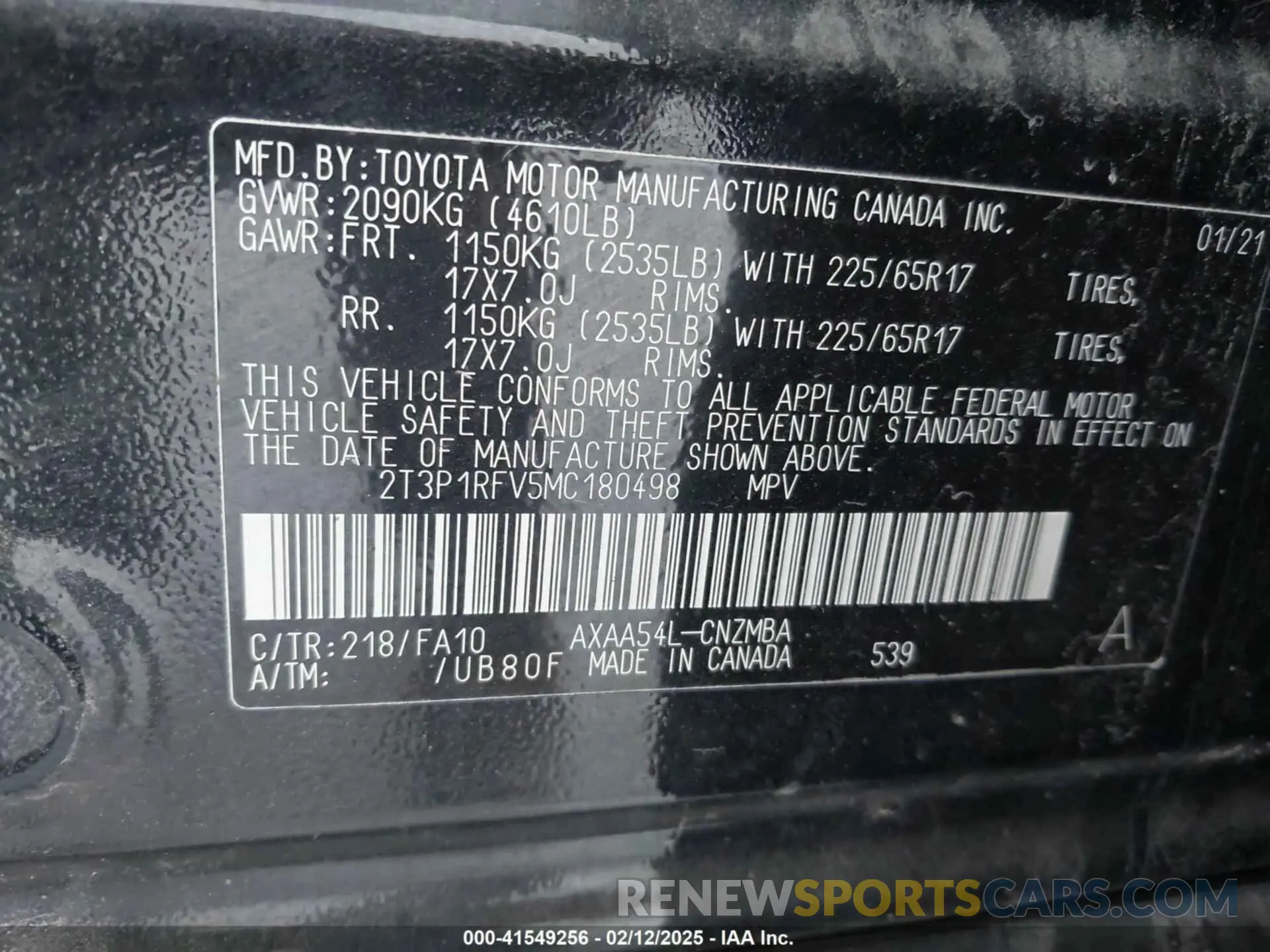 9 Фотография поврежденного автомобиля 2T3P1RFV5MC180498 TOYOTA RAV4 2021